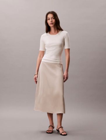 Calvin Klein - Áo Thun Tay Ngắn Nữ Variegated Rib Nano Logo