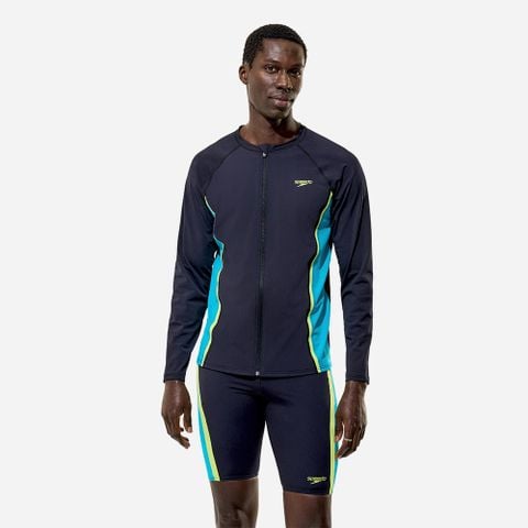Speedo - Áo Rashguard Nam Long Sleeve Hyperboom Splice Zip Rash Guard