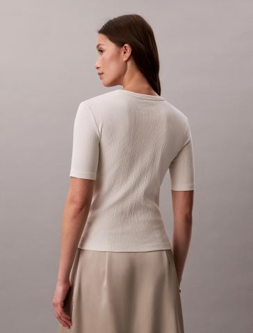Calvin Klein - Áo Thun Tay Ngắn Nữ Variegated Rib Nano Logo