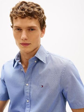 Tommy Hilfiger - Áo Sơ Mi Nam Flex Poplin Houndstooth Short Sleeve Shirt