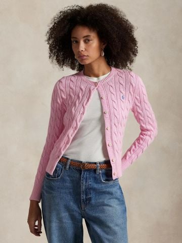 Ralph Lauren - Áo Cardigan Nữ Cable-Knit Cotton Crewneck Cardigan