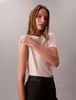 Calvin Klein - Áo thun thời trang nữ Glossy Metallic Logo T-shirt
