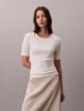 Calvin Klein - Áo Thun Tay Ngắn Nữ Variegated Rib Nano Logo