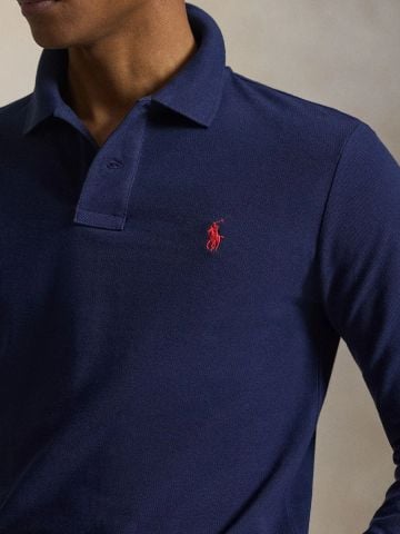 Ralph Lauren - Áo Thun Có Cổ Nam Slim Fit Mesh Long-Sleeve Polo
