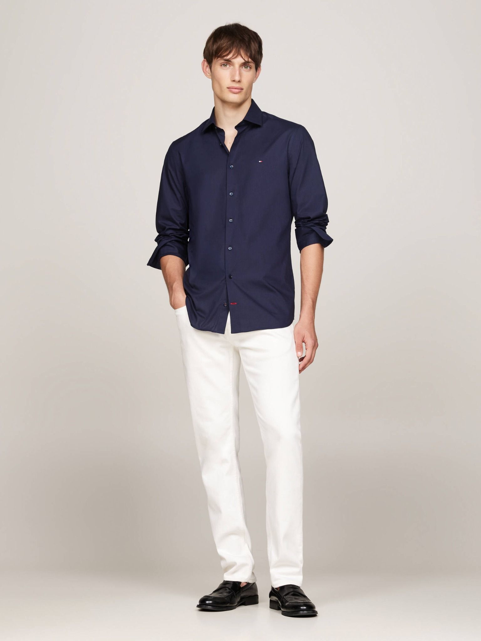 Tommy Hilfiger - Áo sơ mi tay dài nam Flex Slim Fit Poplin Shirt