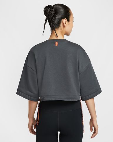 Nike - Áo tay ngắn thể thao Nữ Phoenix Fleece Women's Short-Sleeve Cropped French Terry Top