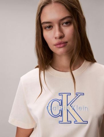 Calvin Klein - Áo Thun Tay Ngắn Nữ Dual Tone Monologo Classic T-Shirt
