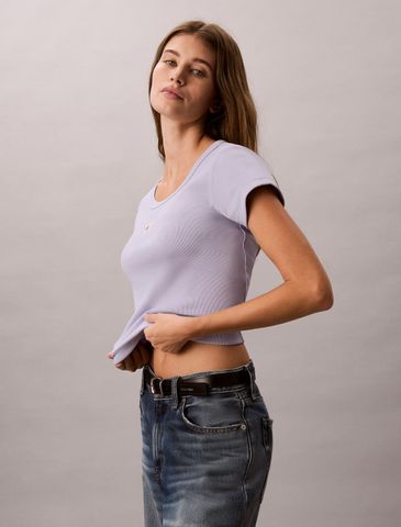 Calvin Klein - Áo Thun Tay Ngắn Nữ Cotton Stretch Rib Baby Tee