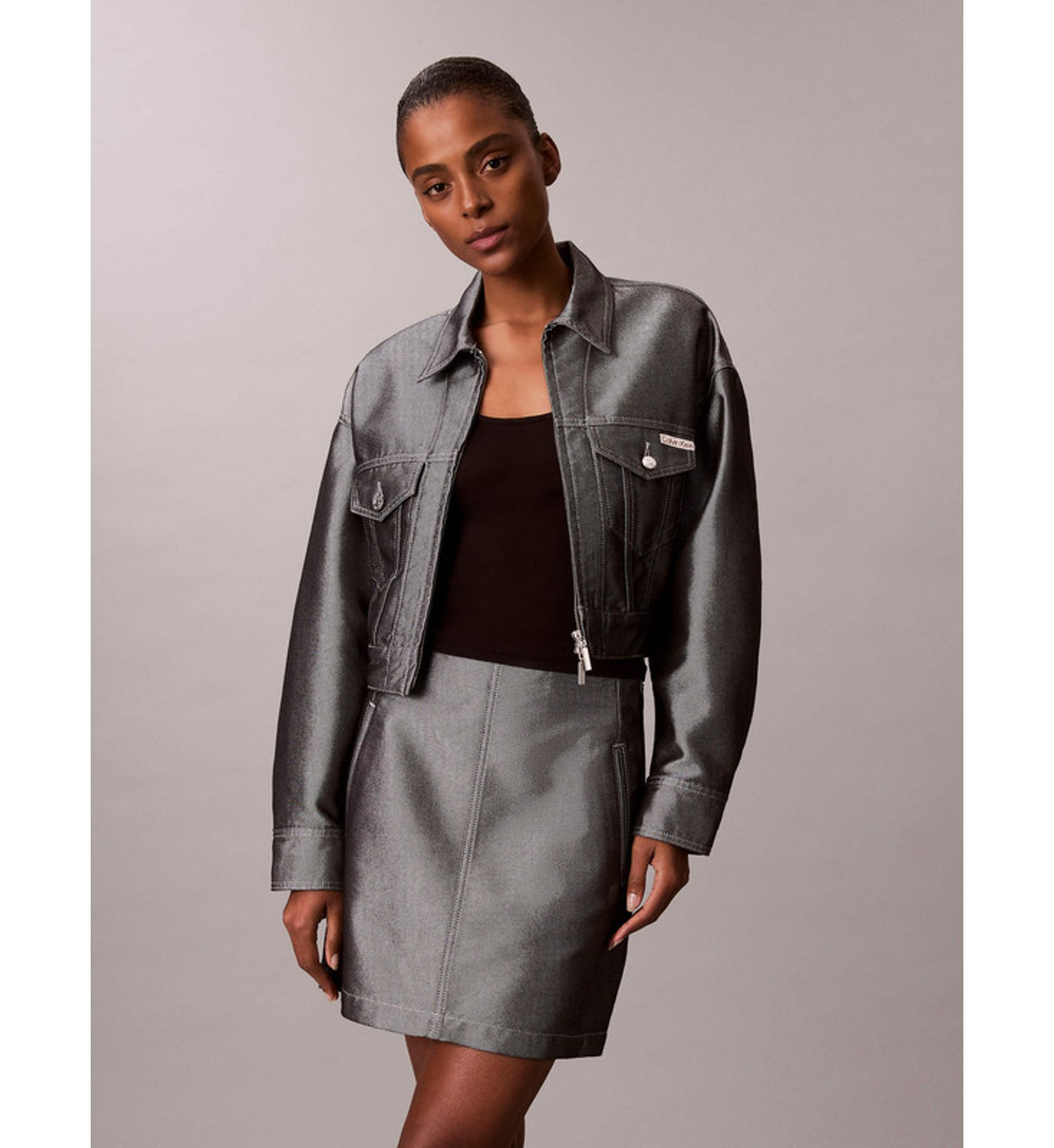 Calvin Klein - Váy nữ Shine Denim A-Line Skirt