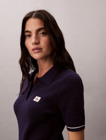 Calvin Klein - Đầm Polo Nữ Micro Cable Knit Polo Mini Dress