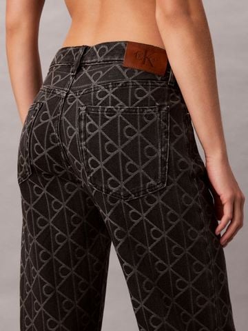 Calvin Klein - Quần Jean Dài Nữ Allover Monogram Mid Rise Straight Jeans