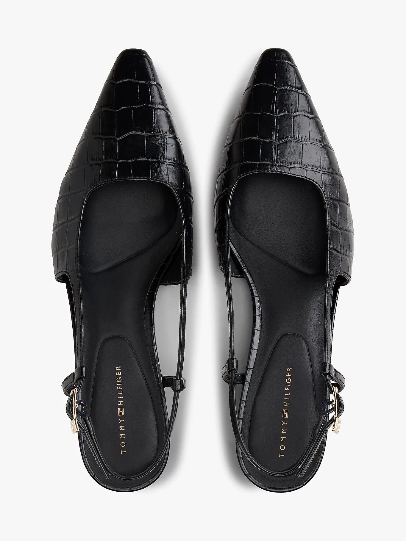 Tommy Hilfiger - Giày cao gót nữ Croco-Print Slingback Kitten Heels With Leather