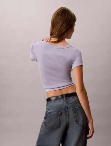 Calvin Klein - Áo Thun Tay Ngắn Nữ Cotton Stretch Rib Baby Tee