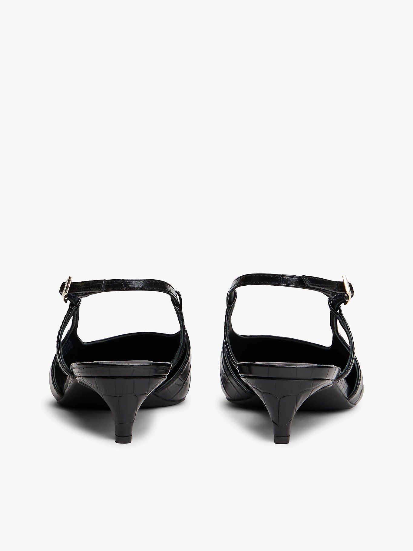 Tommy Hilfiger - Giày cao gót nữ Croco-Print Slingback Kitten Heels With Leather