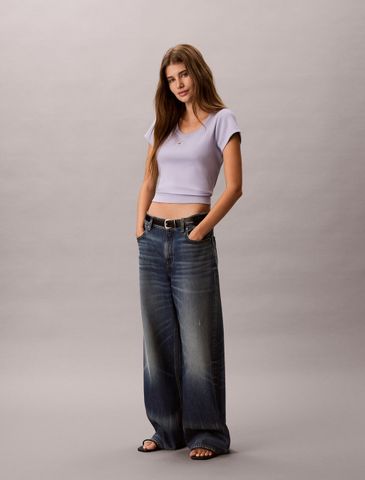 Calvin Klein - Áo Thun Tay Ngắn Nữ Cotton Stretch Rib Baby Tee