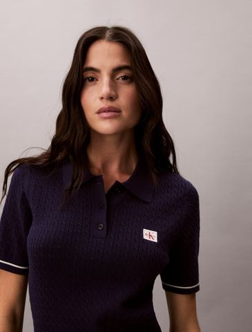 Calvin Klein - Đầm Polo Nữ Micro Cable Knit Polo Mini Dress