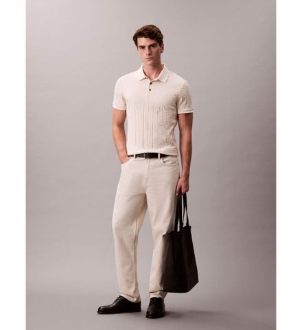Calvin Klein - Áo polo tay ngắn nam Allover Emblem Logo Jacquard Polo Shirt