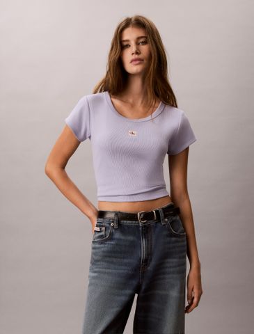 Calvin Klein - Áo Thun Tay Ngắn Nữ Cotton Stretch Rib Baby Tee