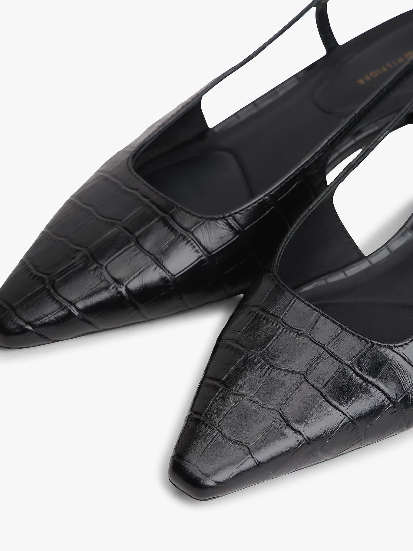 Tommy Hilfiger - Giày cao gót nữ Croco-Print Slingback Kitten Heels With Leather