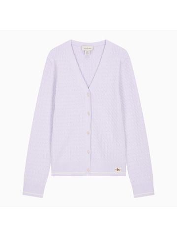 Calvin Klein - Áo Cardigan Nữ Long Sleeve Woven Label Cable Cardigan