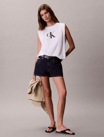 Calvin Klein - Áo Thun Ba Lỗ Nữ Monogram Shoulder Pleat Tee