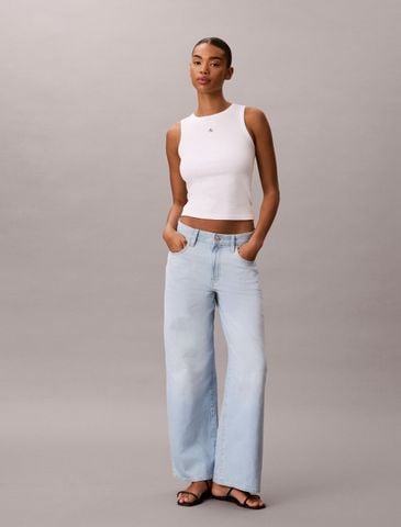 Calvin Klein - Quần Jean Dài Nữ Cotton Linen Wide Leg Jeans