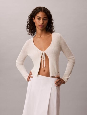 Calvin Klein - Áo Cardigan Nữ Linen Blend Tie Front Cardigan
