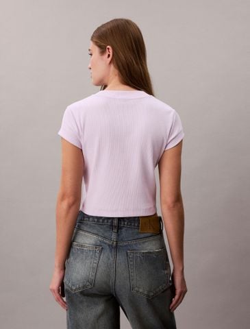 Calvin Klein - Áo Thun Tay Ngắn Nữ Monogram Logo Ribbed Baby Tee