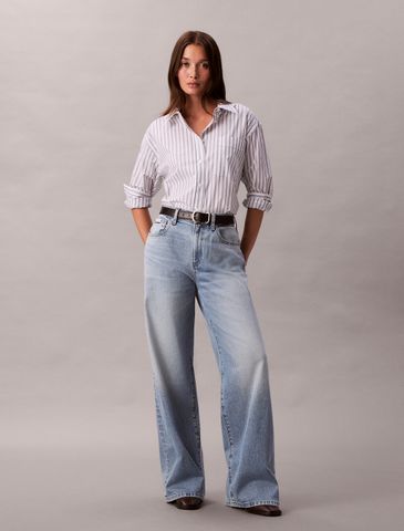 Calvin Klein - Quần Jean Dài Nữ Wide Leg Light Wash 37.5 Jeans