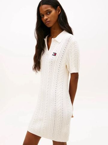 Tommy Hilfiger - Đầm Nữ TH Garment Dyed Cable Sweater Polo Dress