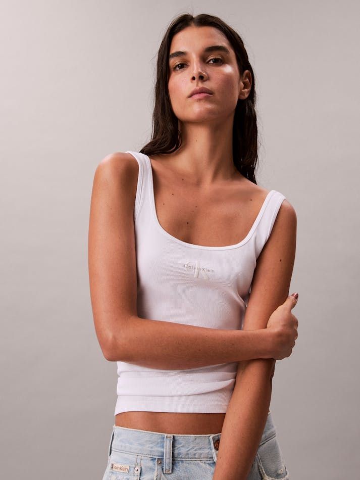 Calvin Klein - Áo ba lỗ nữ Monologo Rib Scoop Neck Tank Top