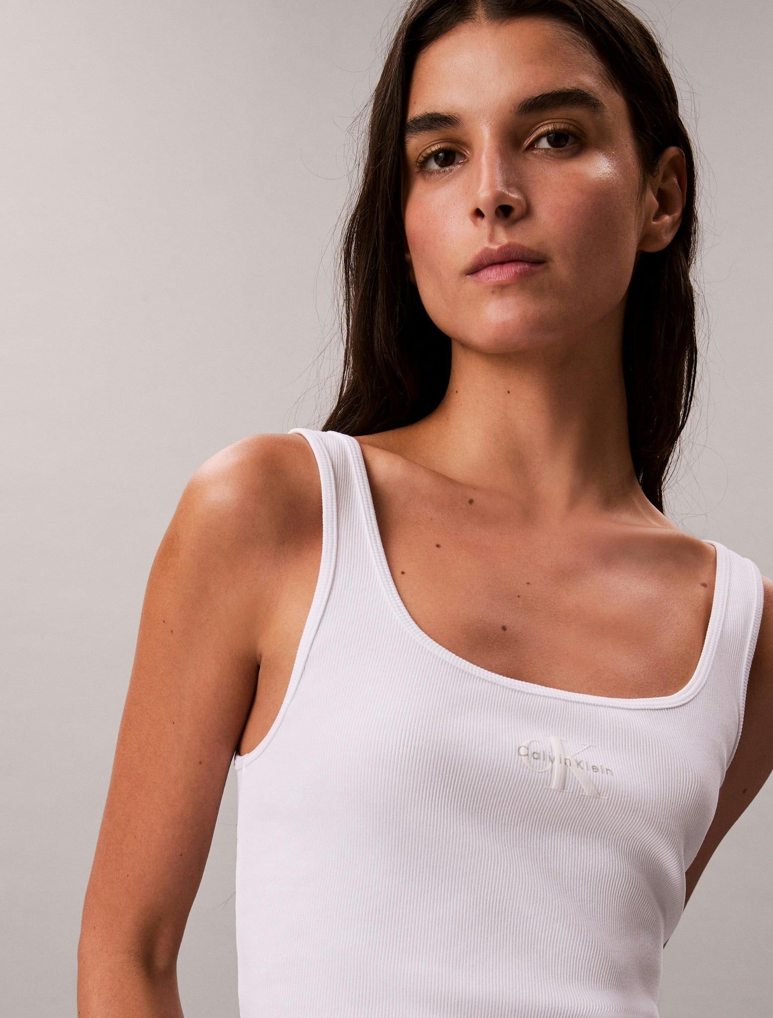 Calvin Klein - Áo ba lỗ nữ Monologo Rib Scoop Neck Tank Top