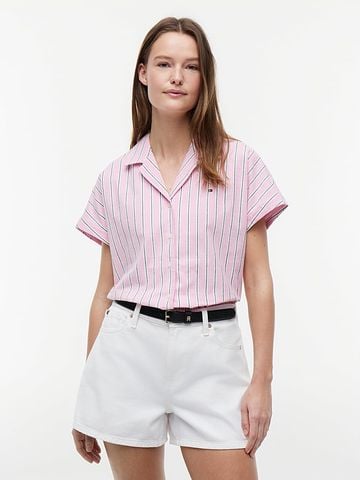 Tommy Hilfiger - Áo Sơ Mi Nữ Relaxed Fit Poplin Short Sleeve Shirt