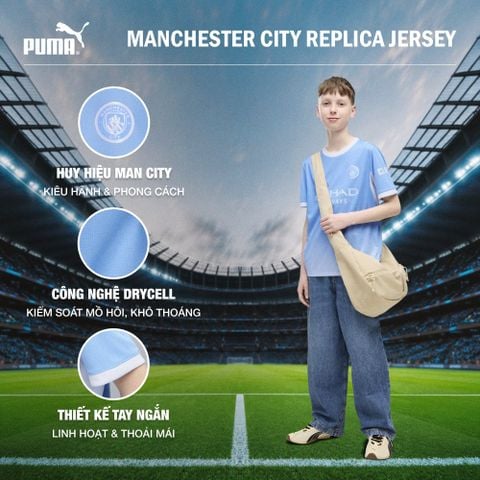 Puma - Áo Bóng Đá Trẻ Em MCFC Home Jersey Replica Jr