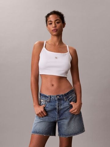 Calvin Klein - Áo Thun Ba Lỗ Nữ Cropped Ribbed Cotton Cami Top