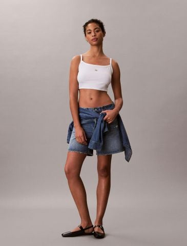 Calvin Klein - Áo Thun Ba Lỗ Nữ Cropped Ribbed Cotton Cami Top