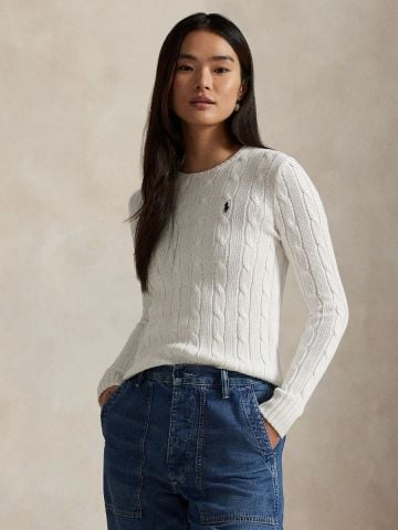 Ralph Lauren - Áo Len Nữ Cable-Knit Cotton Crewneck Sweater
