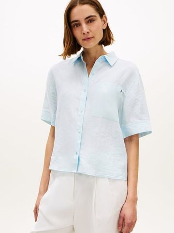Tommy Hilfiger - Áo Sơ Mi Nữ Relaxed Fit Pure Linen Short Sleeve Shirt
