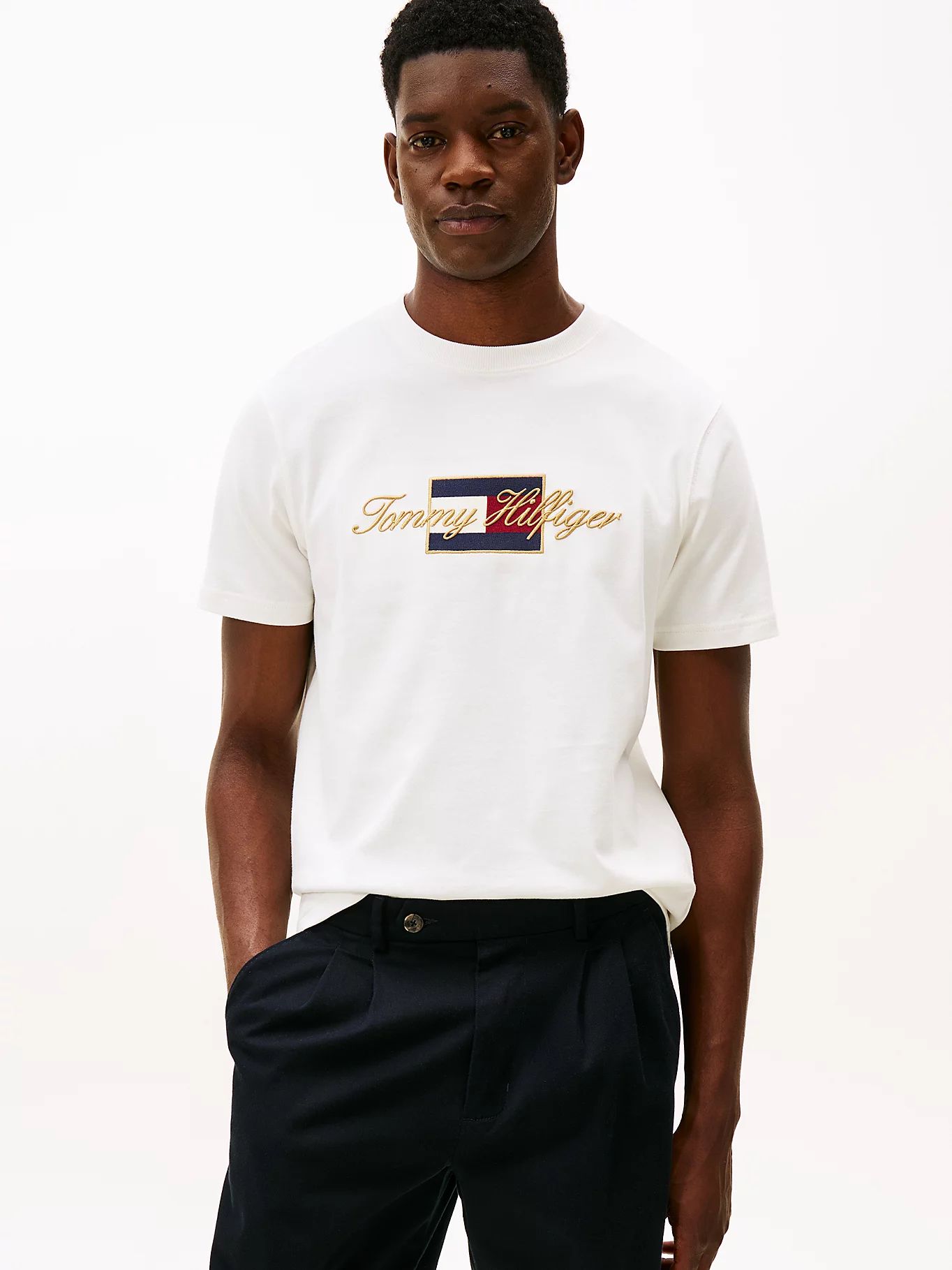 Tommy Hilfiger - Áo thun tay ngắn nam Logo Embroidery Crew Neck T-Shirt