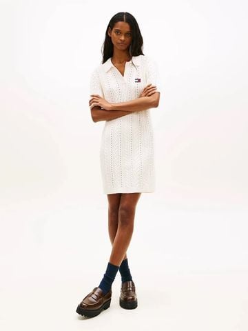Tommy Hilfiger - Đầm Nữ TH Garment Dyed Cable Sweater Polo Dress