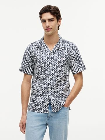 Tommy Hilfiger - Áo Sơ Mi Nam Regular Linen Blend Print Short Sleeve Shirt
