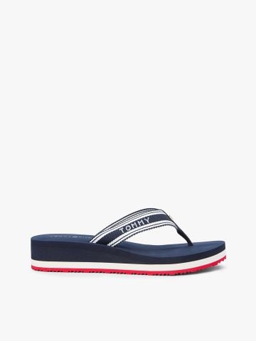 Tommy Hilfiger - Dép Xỏ Ngón Nữ Webbing Strap Signature Wedge Flip-Flops - 2
