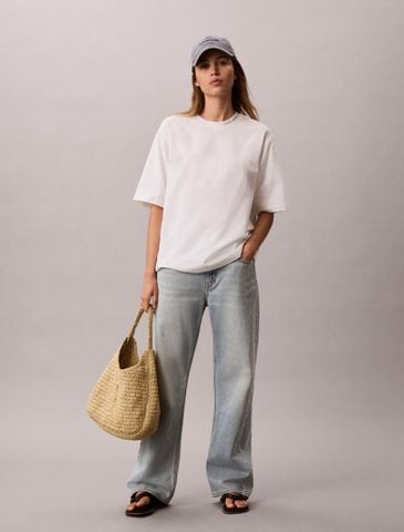 Calvin Klein - Áo Thun Tay Ngắn Nữ Cooling Cotton Jersey Relaxed Tee