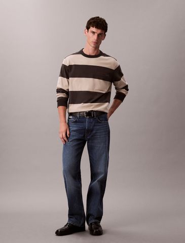 Calvin Klein - Áo Thun Tay Dài Nam Long Sleeve Sueded Stripe Pocket Tee