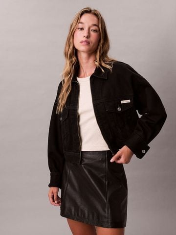 Calvin Klein - Áo khoác nữ Cropped Zip Up Denim Jacket