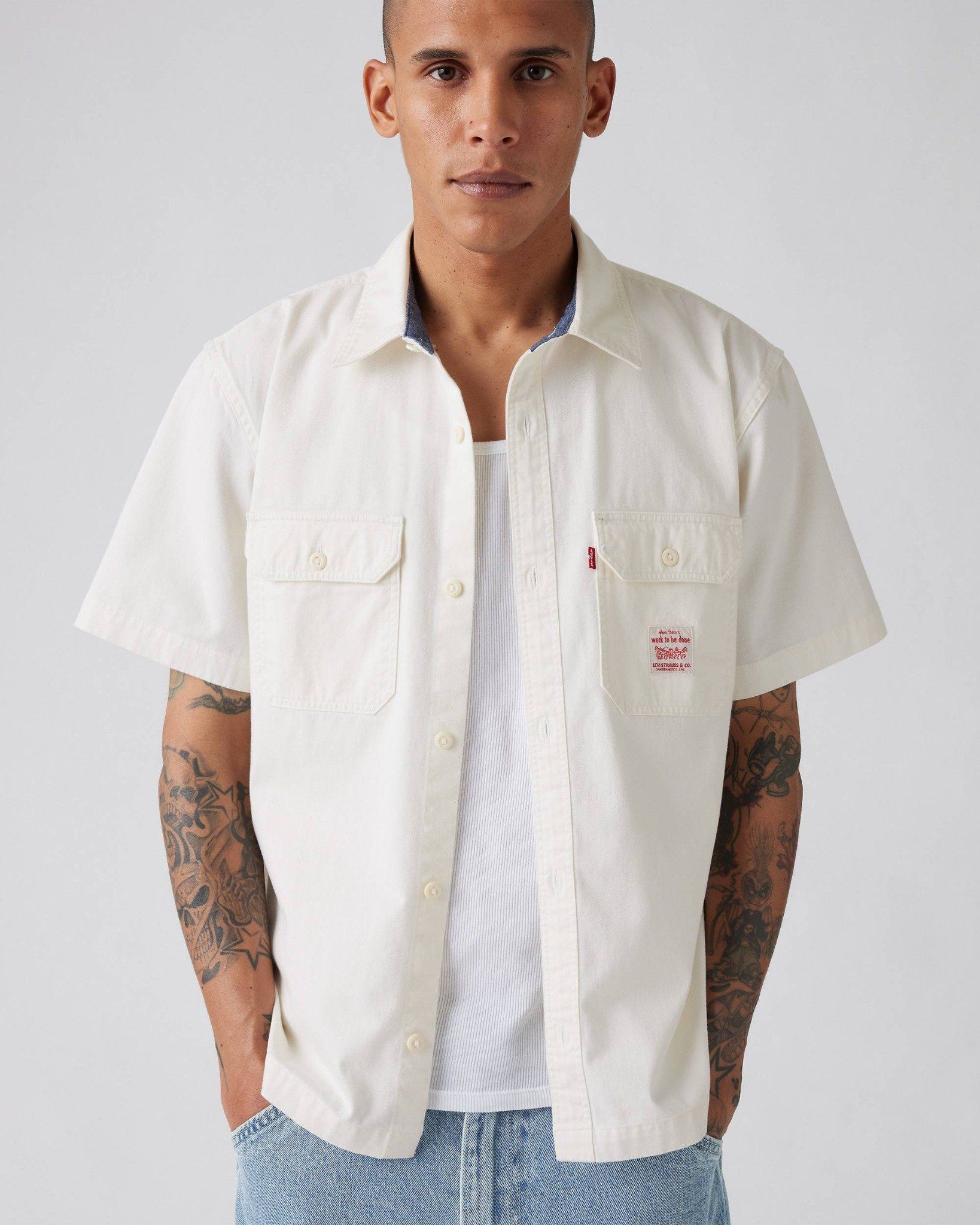 Levi's - Áo sơ mi tay ngắn nam Short-sleeve Dalton Workwear Shirt - White