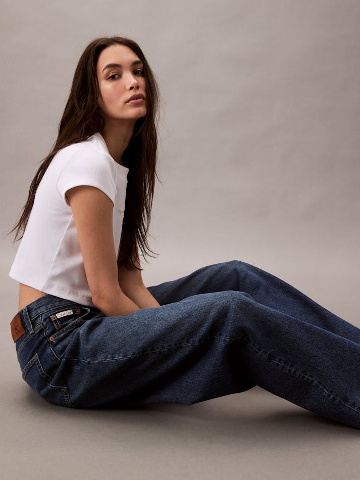 Calvin Klein - Quần jeans ống rộng nữ Premium Wide Leg Jeans