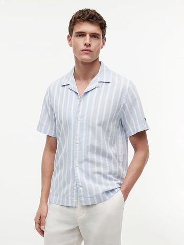 Tommy Hilfiger - Áo Sơ Mi Nam Linen Blend Textured Stripe Short Sleeve Shirt