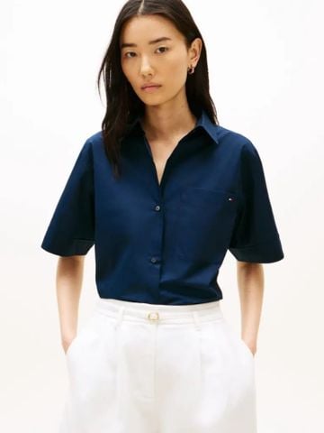 Tommy Hilfiger - Áo Sơ Mi Tay Ngắn Nữ Essential Poplin Short Sleeve Shirts