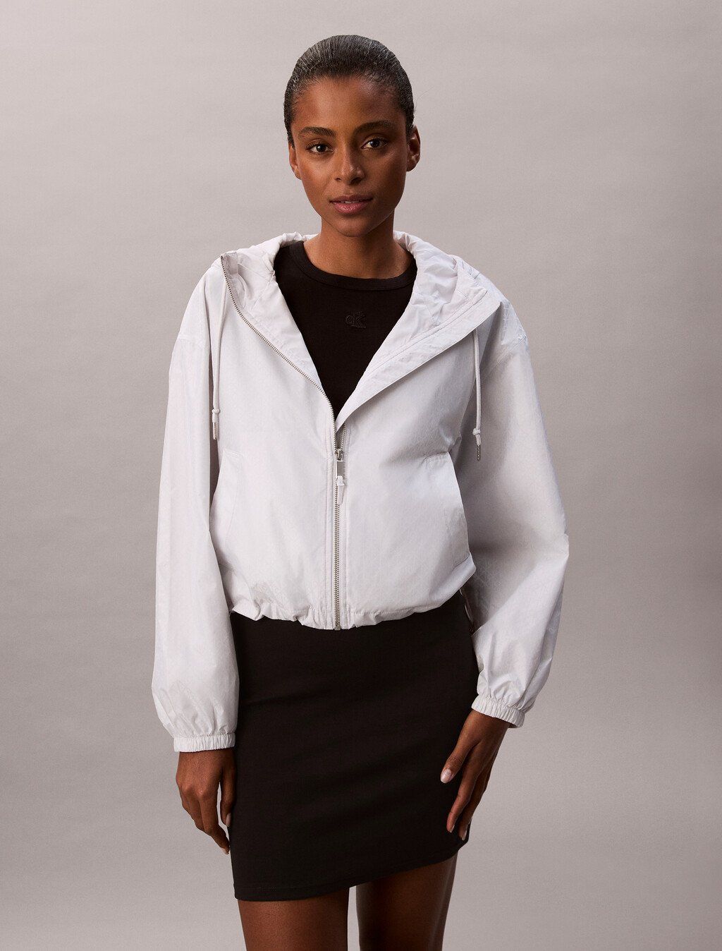 Calvin Klein - Áo khoác gió nữ Emblem Logo Jacquard Wind Jacket